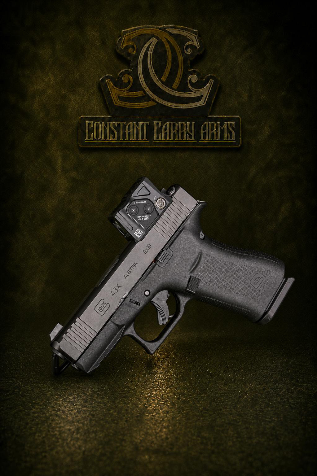 Glock 43X 9mm pistol with Holosun red dot optic